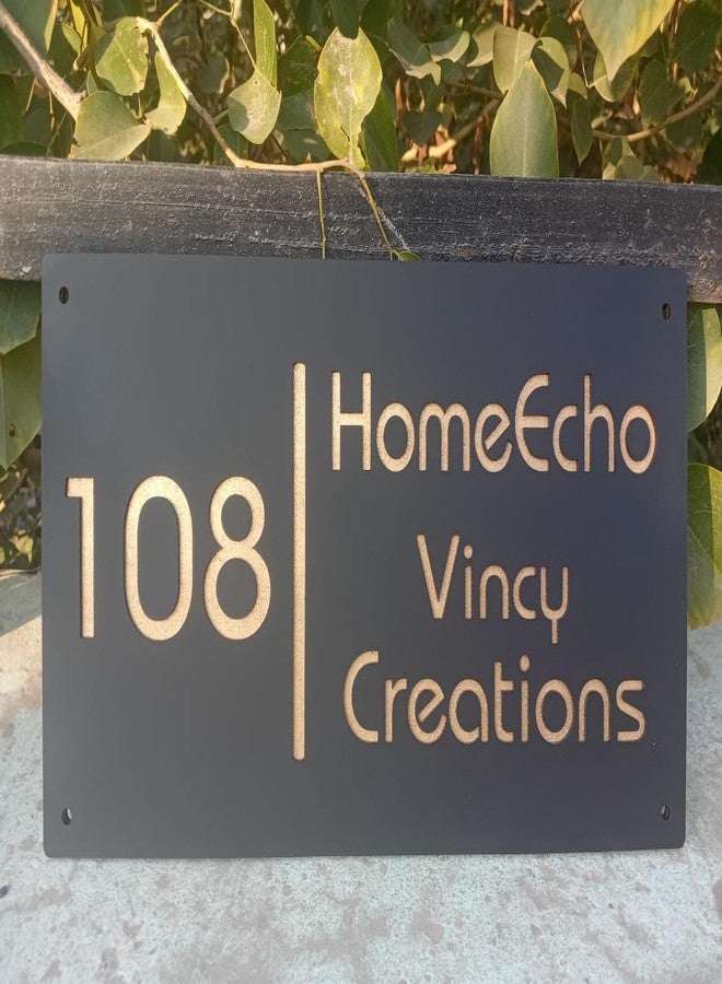 HomeEcho لوحات أسماء أبواب فاخرة مقاومة للماء من هوم إيكو، قابلة للتخصيص، لمداخل المنازل (15×30 سم) بأحرف ثلاثية الأبعاد - مثالية للمنازل والمكاتب والمداخل الخارجية، مزودة بمسامير من الفولاذ المقاوم للصدأ || لوحات أسماء الأبواب (أسود وأبيض) - Image 2